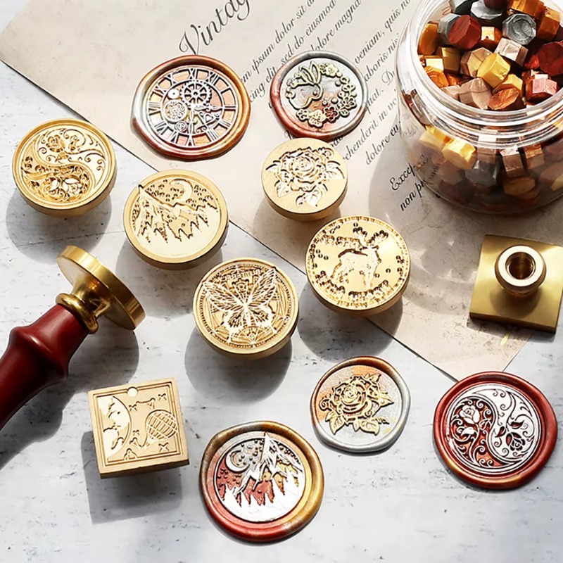 Wax Seal Stamp Set - 9 pieczęci woskowych + 1 uchwyt,