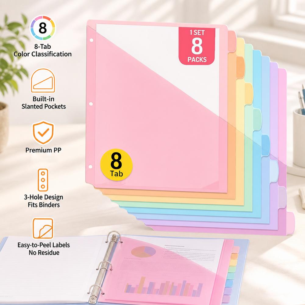 8 sztuk pastelowych przegródek – Tab Divider A4 recenzja i cena